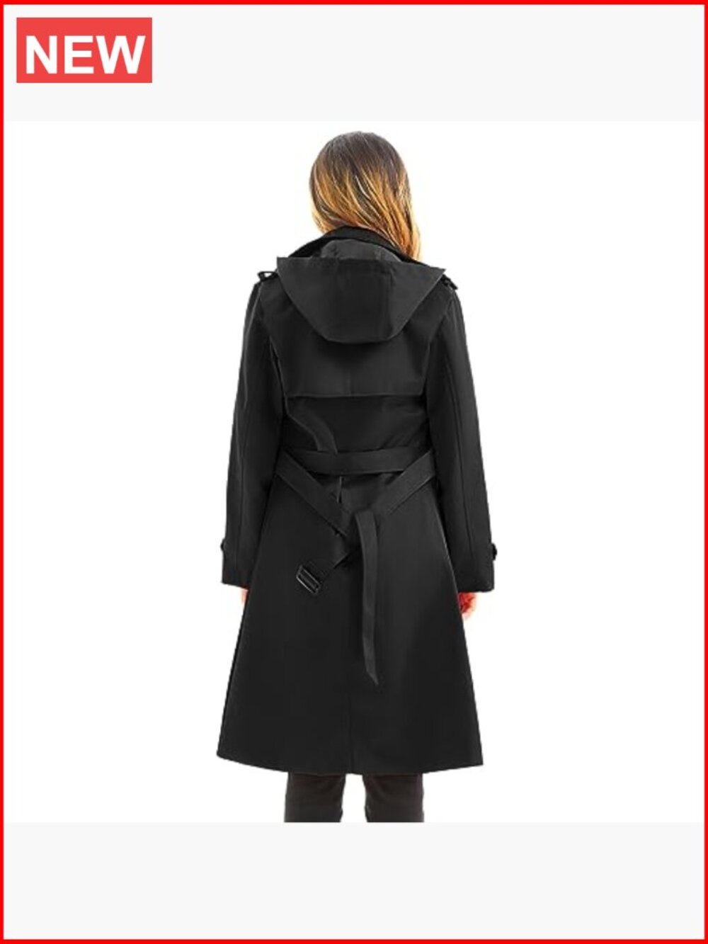 Waterproof Long Trench Coat Double Breasted Windbreaker Detachable Hood - Picture 2 of 7